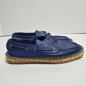 Tory Burch Skipper Boat Navy Leather Non-Slip Shoe Size 8 $296 MSRP Womens